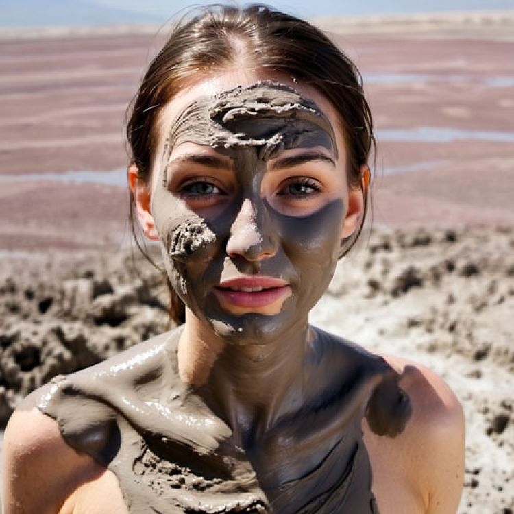 Tourist Mudding at Dead Sea Tourist Mudding at Dead Sea