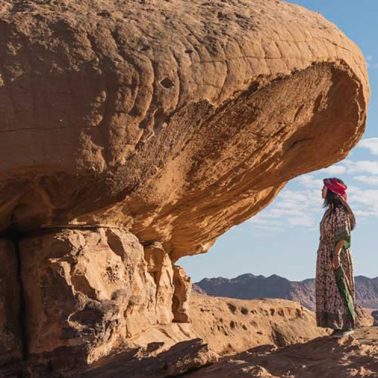 Tourist at Wadi Rum Tourist at Wadi Rum