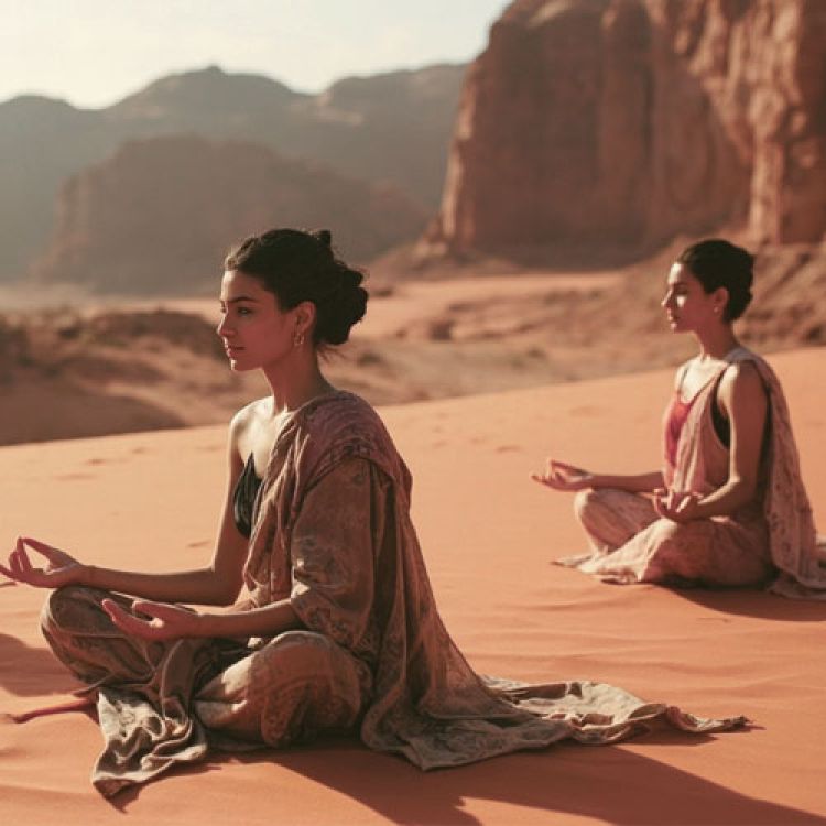 Tourists doing Yoga at Wadi Rum Tourists doing Yoga at Wadi Rum